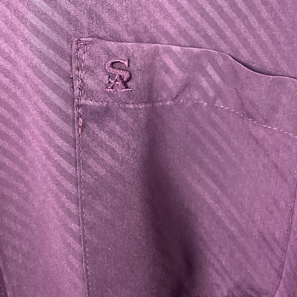 Pre-Owned Stacy Adams Men Purple Striped Button Up Long Sleeve Collar Shirt, XXL - Picture 4 of 11
